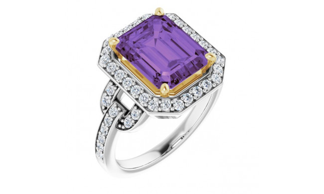 14K White/Yellow Amethyst & 1/2 CTW Diamond Ring - 7185860000P