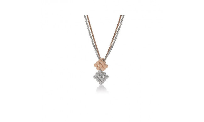 14k Two Tone Gold Breuning Diamond Pendant