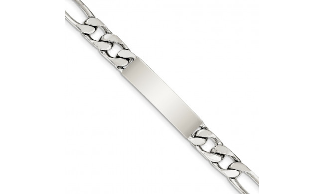 Quality Gold Sterling Silver 8.5inch Polished Engraveable Figaro Link ID Bracelet - QID110-8.5