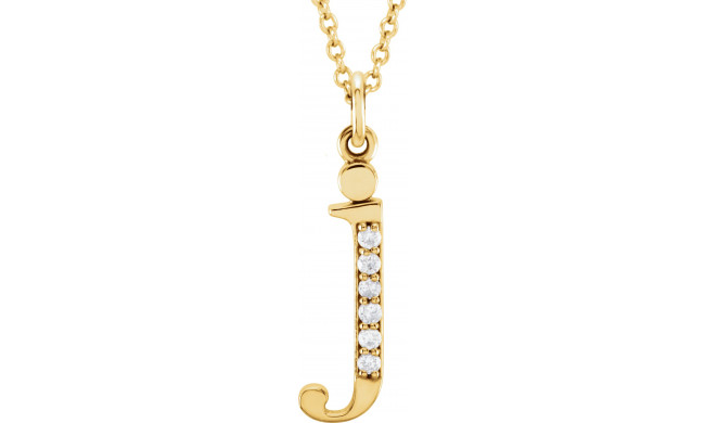 14K Yellow .025 CTW Diamond Lowercase Initial j 16 Necklace - 8580360028P