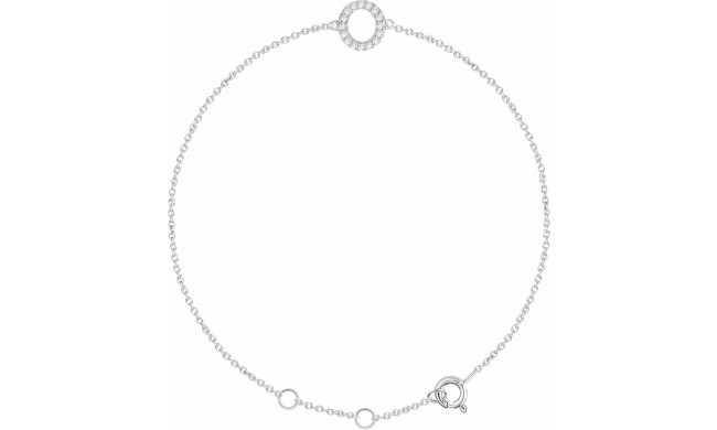 14K White .06 CTW Diamond Initial O 6-7 Bracelet - 65268960015P