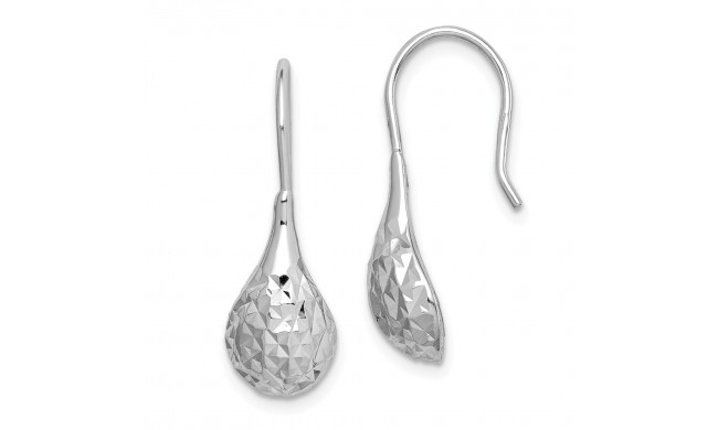 Quality Gold Sterling Silver Rhodium-plated Diamond-Cut Teardrop Dangle Earrings - QE15284