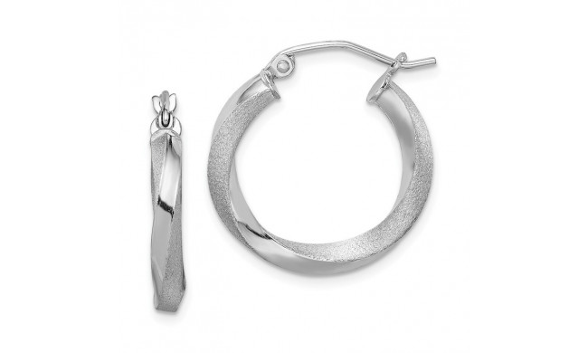 Quality Gold Sterling Silver Rhodium-plated 3.00mm Polished & Satin Twisted Hoop Earring - QE4622