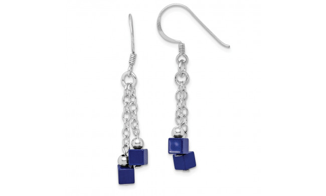 Quality Gold Sterling Silver Rhodium-plated Created Lapis Dangle Earrings - QE15082