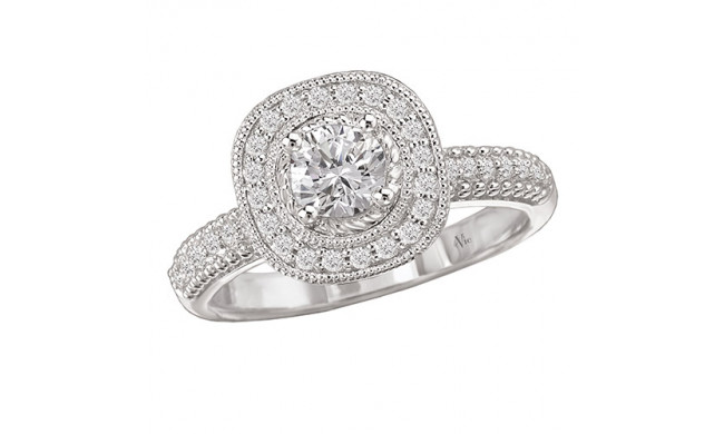 14k White Gold Halo Semi-Mount Diamond Engagement Ring