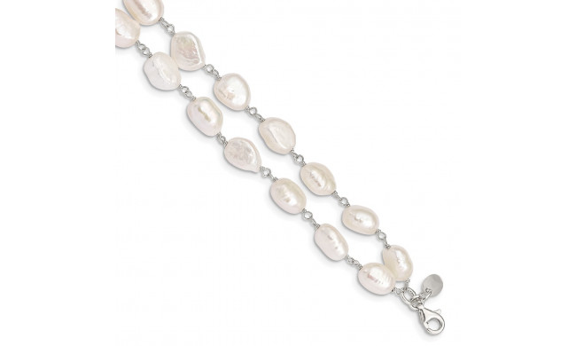 Quality Gold Sterling Silver 2-Strand FW Cultured Pearl 8.5in Bracelet - QH2459-8.5