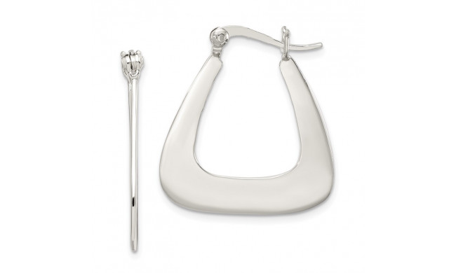 Quality Gold Sterling Silver Flat Triangle Hoop Earrings - QE3743