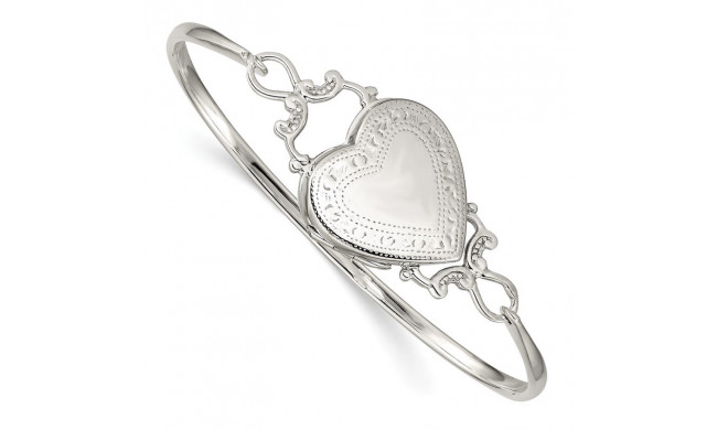 Quality Gold Sterling Silver Heart Locket Flexible Bangle Bracelet - QB988