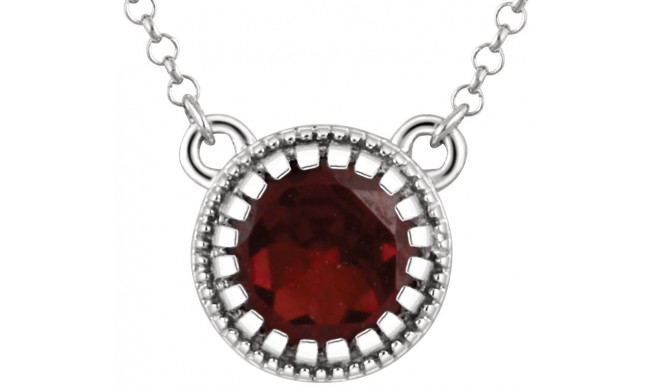 14K White Garnet January 18 Birthstone Necklace - 651611102P