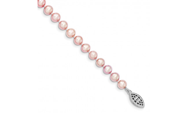 Quality Gold Sterling Silver Rhodium-plated 5-6mm Purple FWC Pearl Bracelet - QH4757-7.25
