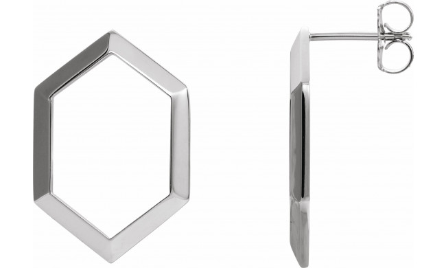 14K White Geometric Drop Earrings - 87020600P