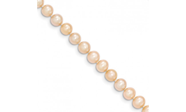 Quality Gold 14k Pink Near Round Freshwater Cultured Pearl Bracelet - XF507-5