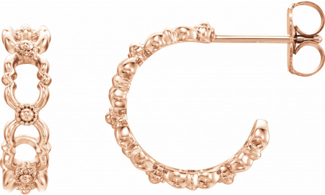 14K Rose Quatrefoil Hoop Earrings - 86644602P