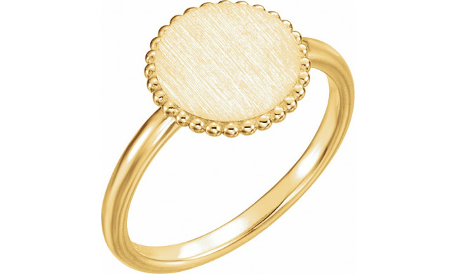 14K Yellow Engravable Beaded Ring - 51686102P