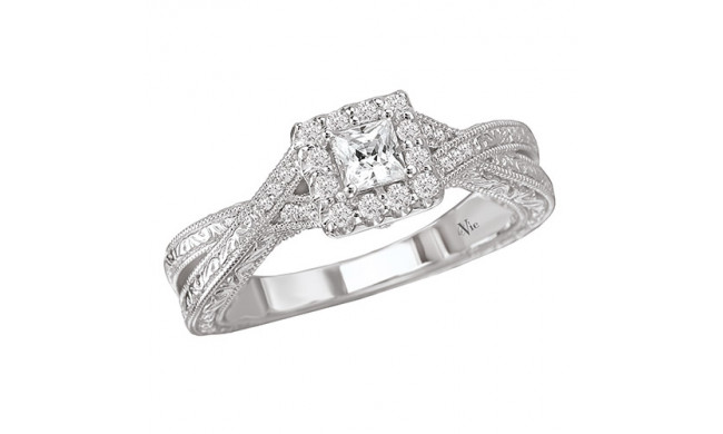 14k White Gold Halo Complete Diamond Engagement Ring