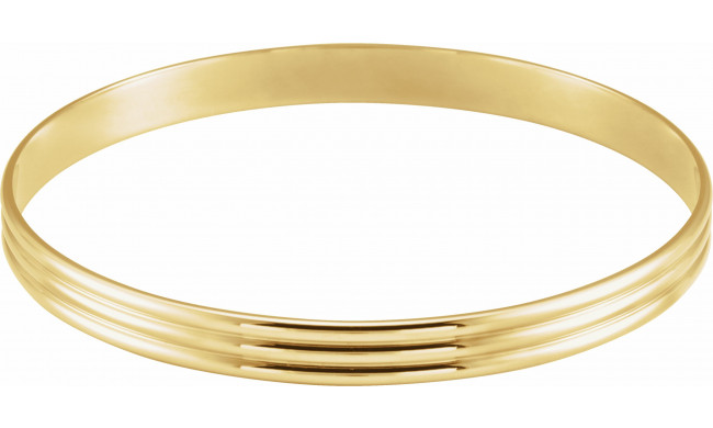 14K Yellow 6 mm Grooved Bangle Bracelet - BRC81102933P