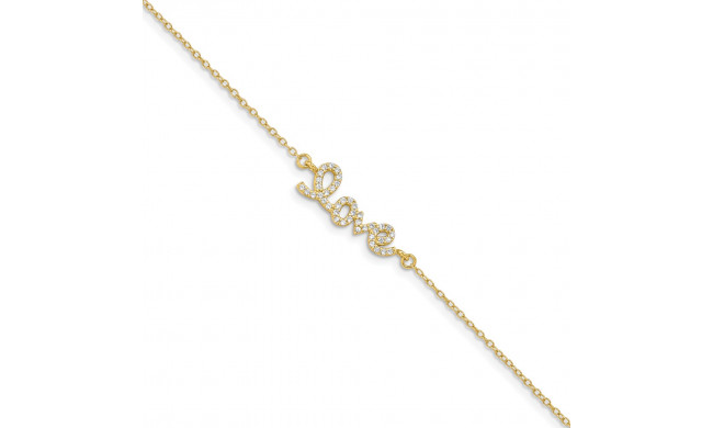 Quality Gold Sterling Silver Gold-plated Love  CZ Bracelet - QX922CZ