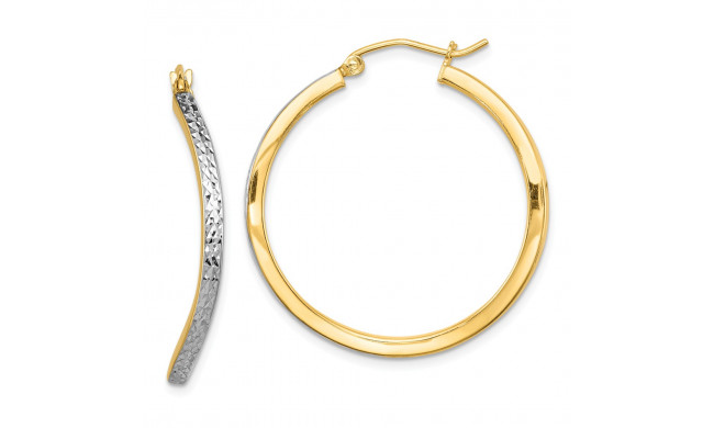 Quality Gold Sterling Silver Rhodium-plated & Vermeil  Wavy Square Hoop Earrings - QE8449