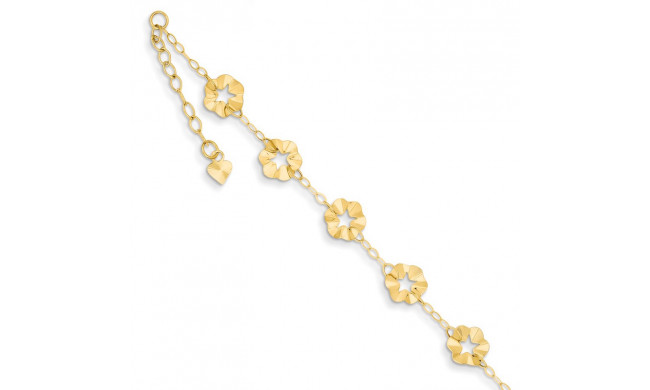 Quality Gold 14k Adjustable Flower Anklet - ANK176-9