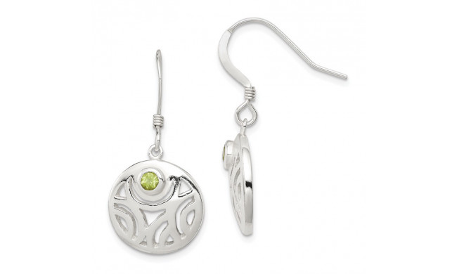 Quality Gold Sterling Silver & Peridot Round Polished Dangle Earrings - QE7141