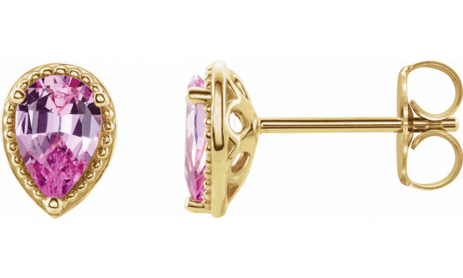 14K Yellow Pink Sapphire Earrings - 86796601P