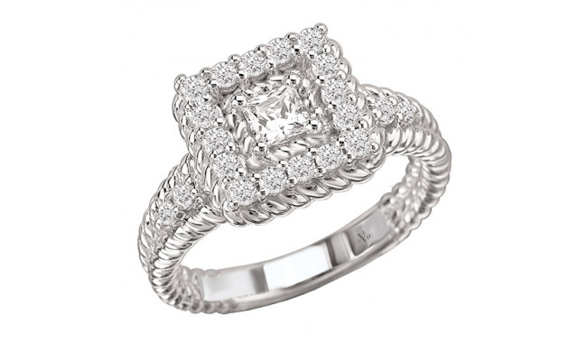 14k White Gold Halo Complete Diamond Engagement Ring