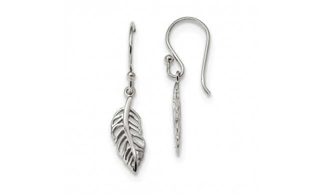 Quality Gold Sterling Silver Leaf Dangle Earrings - QE13484
