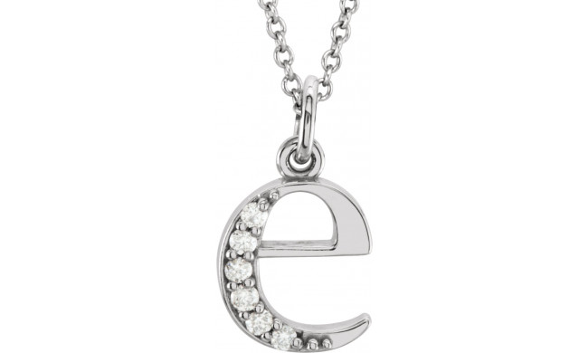 14K White .03 CTW Diamond Lowercase Initial e 16 Necklace - 8580360012P