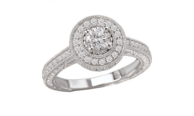 14k White Gold Halo Semi-Mount Diamond Engagement Ring