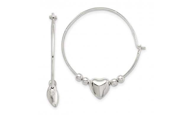 Quality Gold Sterling Silver Beaded & Heart Hoop Earrings - QE14677