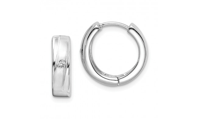 Quality Gold Sterling Silver Rhodium Plated Brushed & Polished CZ Hoop Earrings - QE15234