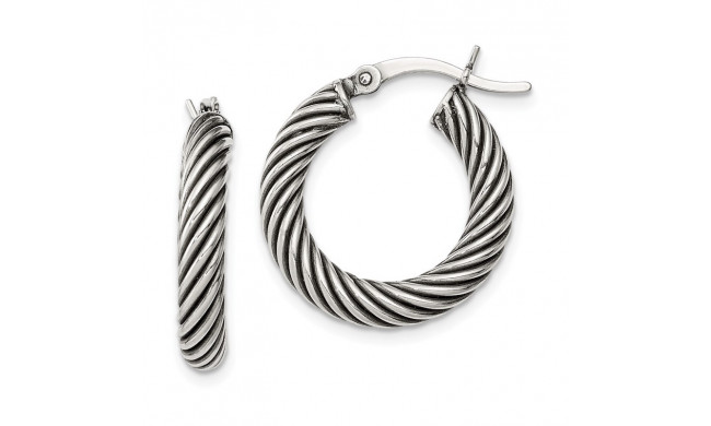 Quality Gold Sterling Silver Antiqued Open Twist Hoop Earrings - QE6728