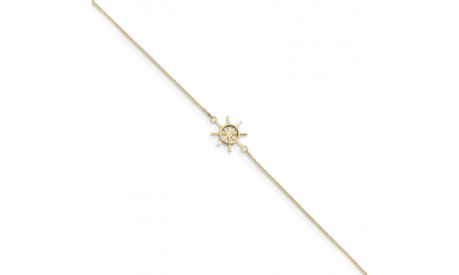 Quality Gold 14k Polished Captains Wheel Anklet - ANK285-9