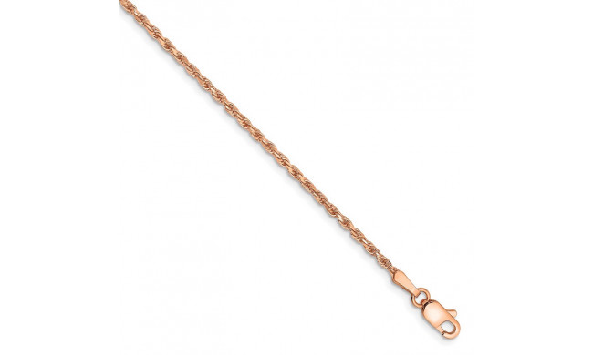 Quality Gold 14k Rose Gold 1.8mm Diamond-cut Rope Chain Anklet - R014-10