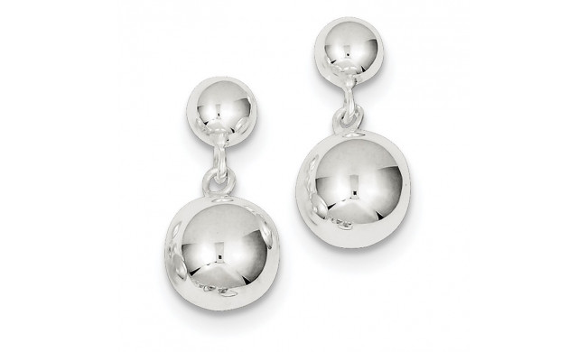 Quality Gold Sterling Silver Round Bead Dangle Post Earrings - QE6839