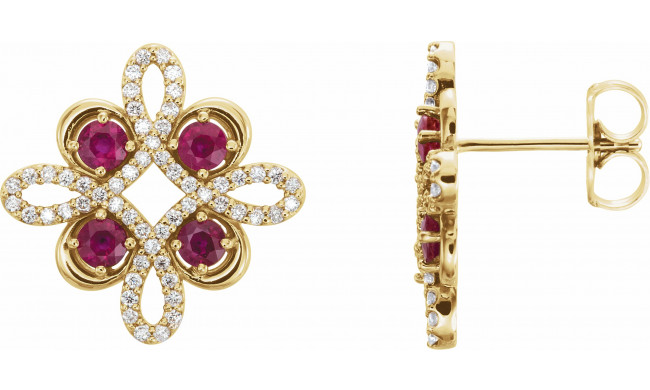 14K Yellow Ruby & 1/4 CTW Diamond Earrings - 86367601P