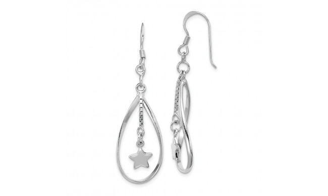 Quality Gold Sterling Silver Rhodium-plated Star Inside Oval Dangle Earring - QE15176