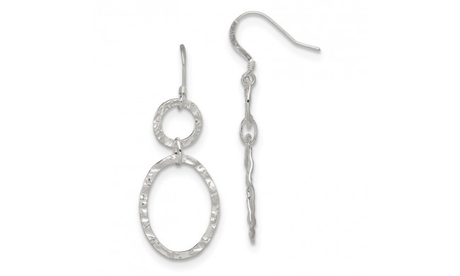 Quality Gold Sterling Silver Hammered Dangle Earrings - QE4812