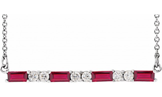 14K White Ruby & 1/5 CTW Diamond Bar 16-18 Necklace - 86790645P