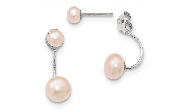 Quality Gold Sterling Silver Pink Freshwater Cutured Pearl Dangle Earrings - QE12888PP