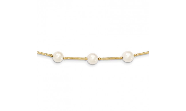 Quality Gold 14k White Near Round FW Cultured Pearl Polished Fancy Bracelet - PR24-7
