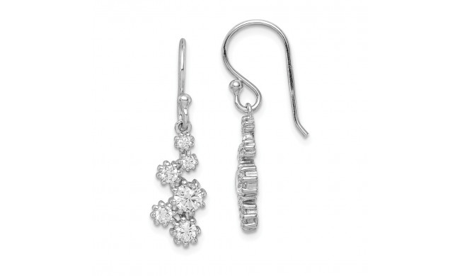 Quality Gold Sterling Silver Rhodium-plated   CZ Post Dangle Earrings - QE12315