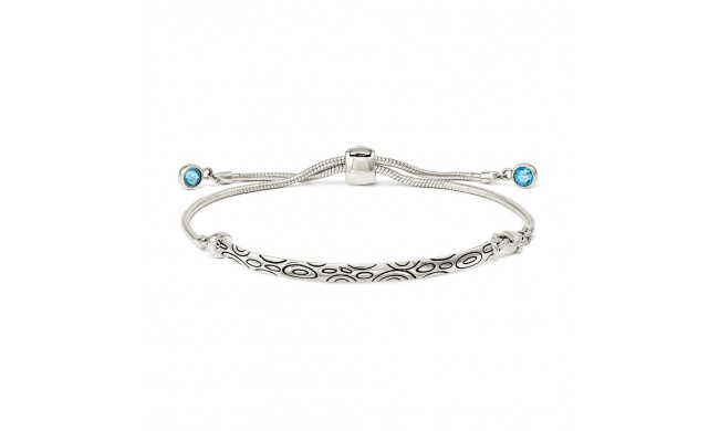 Quality Gold Sterling Silver Blue Swarovski Crystal Rd Bezel Adjustable Bracelet - QG3637