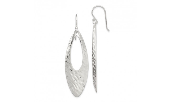 Quality Gold Sterling Silver Textured Oval Dangle Earrings - QE7210