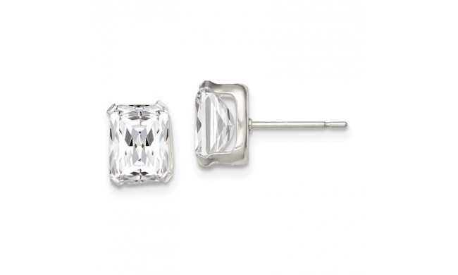 Quality Gold Sterling Silver 8x6 Basket Set CZ Stud Earrings - QE7558