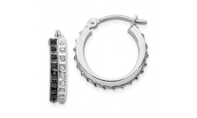 Quality Gold 14k White Gold Diamond Fascination Diamond Round Hinged Hoop Earrings - DF253