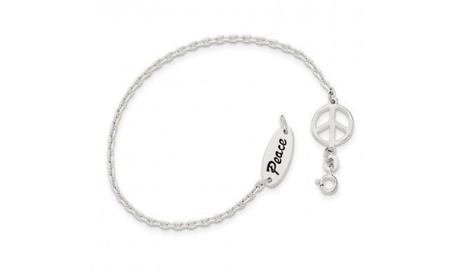 Quality Gold Sterling Silver Polished Enamel Peace Sign Bracelet - QG3626-7.5