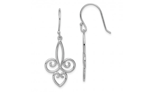 Quality Gold Sterling Silver Rhodium-plated Fleur de Lis Dangle Earrings - QE15067