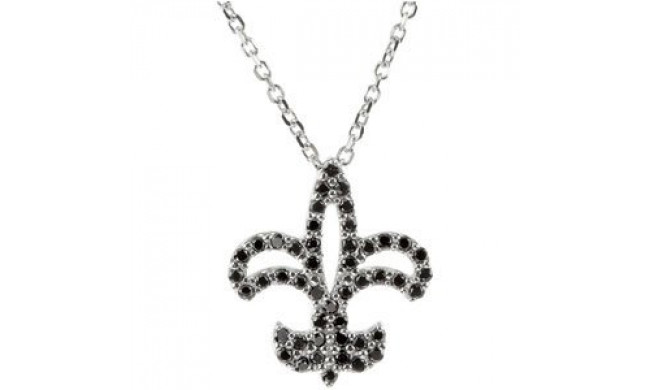 14K White 1/4 CTW Black Diamond Fleur-de-Lis 16 Necklace - 6775584714P