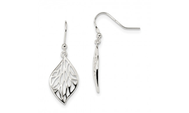 Quality Gold Sterling Silver Rhodium-plated Leaf Polished Dangle Earrings - QE13564